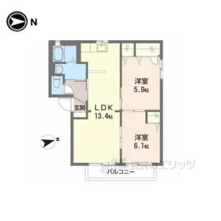ヴィラ・ライスシャワーB【1階】の間取り