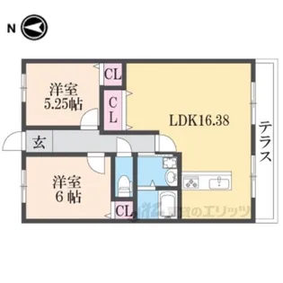 フリーディオ堂山【1階】の間取り