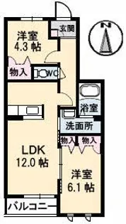 リブメゾン南方【2階】の間取り