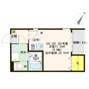 ハーモニーテラス塚本II【1階】の間取り