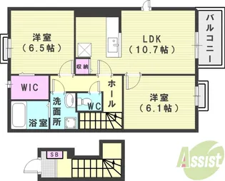アンソレイユ【2階】の間取り