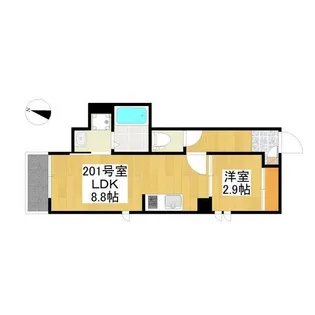 GRANDTIC LUKE瓢箪山【2階】の間取り