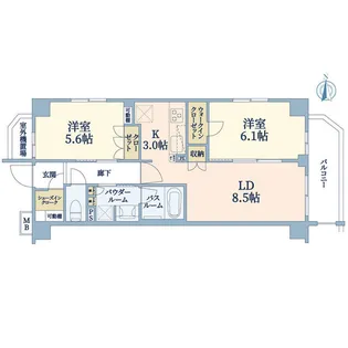 パレステージ六町III【2階】の間取り