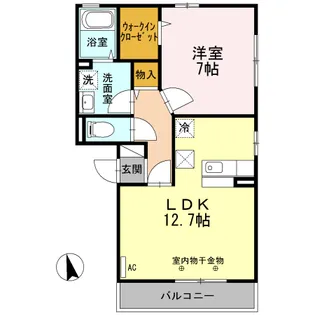 デュオコート酒折 弐番館【1階】の間取り
