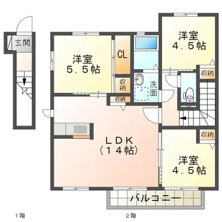 秋桜タウン D【2階】の間取り