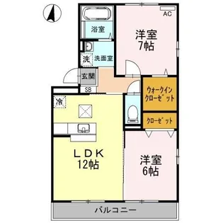 サンクレイドル下中野【1階】の間取り