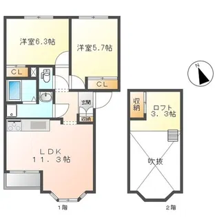 GUNECY KENT(グネシィ ケント)【2階】の間取り