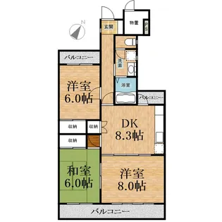 日進松ヶ丘ハイム【3階】の間取り