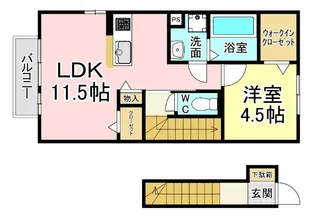 福岡県北九州市小倉北区竪林町【アパート】の間取り