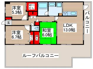 アクアフォレスタルネ稲毛 フォレスタ棟【11階】の間取り