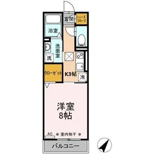 D -room茄子川 B【1階】の間取り