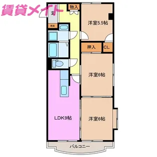 グランシスサウスイースト【2階】の間取り