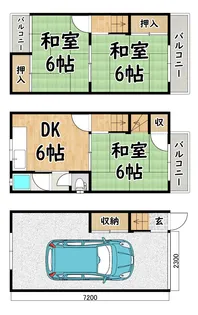 大阪府大阪市平野区瓜破東3【一戸建】の間取り
