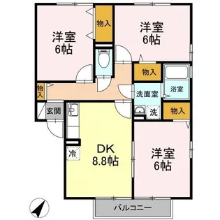 サニーコート A棟【2階】の間取り