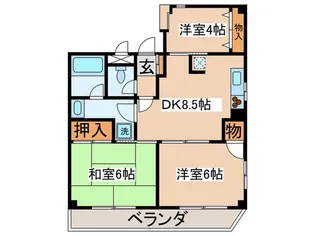 ペアサイドマンション【3階】の間取り