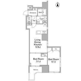 リバーレ浅草ウエスト【13階】の間取り