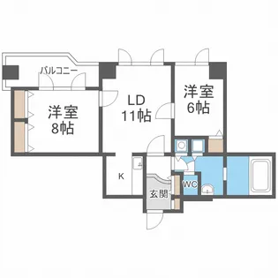 ビッグパレス西線WEST【2階】の間取り