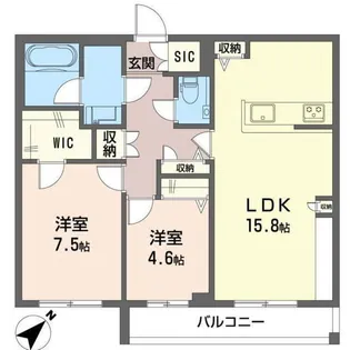 アジュールモア長津田【2階】の間取り