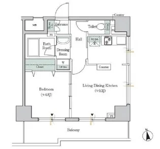 ONE ROOF FLAT TOGOSHI【9階】の間取り
