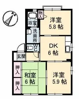 レーヴィンス稲葉【1階】の間取り