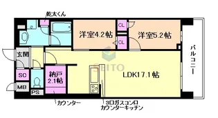 ヴァンベール江坂公園【10階】の間取り