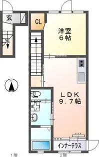 久留米白山町アパート新築【2階】の間取り