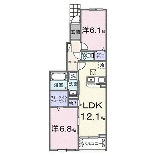 フランシーズコート行田【1階】の間取り