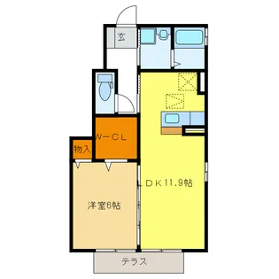 岐阜県羽島郡岐南町若宮地3【アパート】の間取り