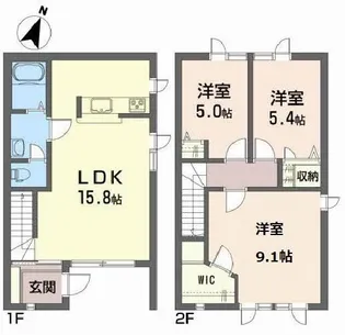 ディアス・パルモ虹ヶ丘A【1階】の間取り