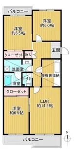 グリーンメゾン鶴牧3-13-5号棟【5階】の間取り