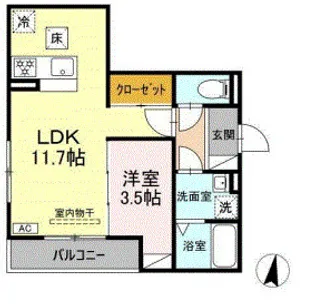 D-crinum 下土狩【1階】の間取り