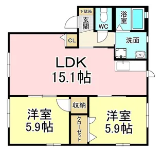 ラフィネ中曽根 A棟【1階】の間取り