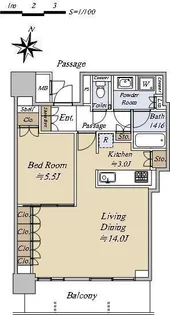 ブランズタワー梅田North【40階】の間取り