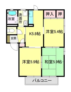 ディアス春日A棟【2階】の間取り