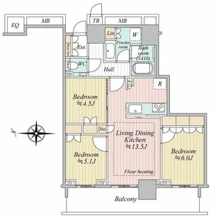 ザ・パークハウス晴海タワーズ ティアロレジデンス【29階】の間取り