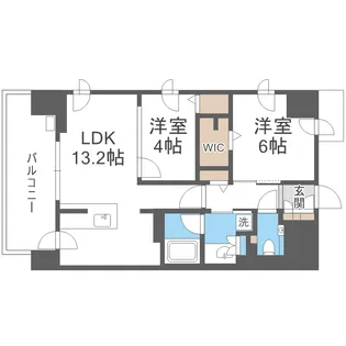 デュオヴェール札幌北大前グレイス 803号室【8階】の間取り