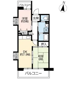 URサンヴァリエ藤井寺【2階】の間取り