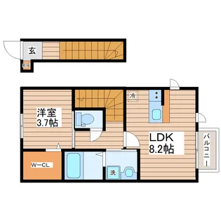フルール B【2階】の間取り