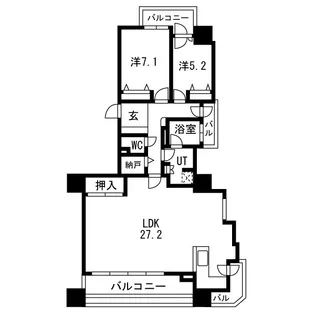 アルス中島公園ビュースクエア【9階】の間取り