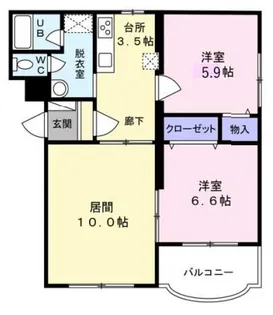 ヒーローマンション旭ヶ浦【2階】の間取り