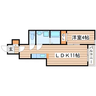 la u lea富沢(ラウレア富沢)【1階】の間取り
