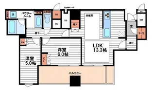 プラウドタワー北浜【22階】の間取り