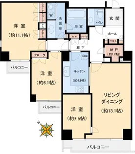 小石川パークタワー【5階】の間取り