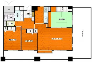 井口台パークヒルズセンターコート1201号室【12階】の間取り