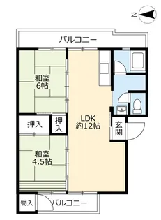 2LDKの間取り画像