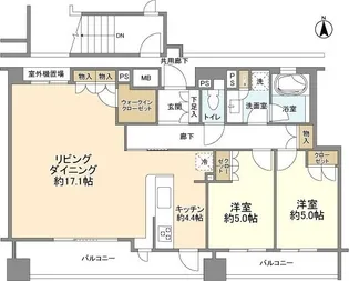 パークハウス元住吉サウスコンフォート【5階】の間取り