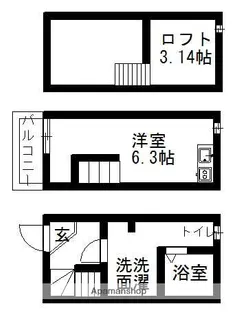 アースクエイク桜ヶ丘北棟【1階】の間取り
