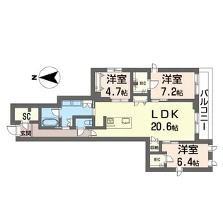 ウィズプラス浦和美園 ウエスト A棟【2階】の間取り