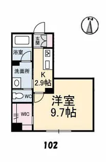 グランベレオClose Univ.N棟【1階】の間取り