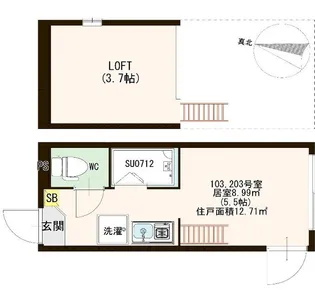 東京都板橋区稲荷台【アパート】の間取り